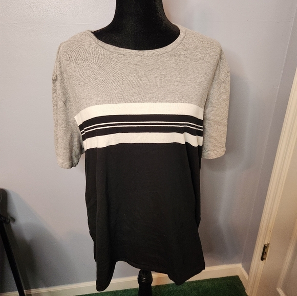 Old Navy Color Block Center Stripe Tee Size XL Soft Washed Gray/Black/White - Picture 1 of 6